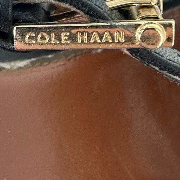 Cole Haan Block Heel Sandals Black White Stripes Size 9B Summer Vacation Resort - Picture 5 of 9